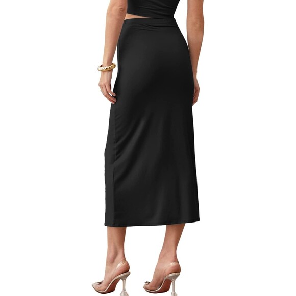 Wrap High Split Summer Midi Skirts Elastic High Waist Maxi Sz S - Picture 2 of 8